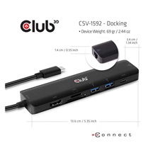 Club3D hub USB-C 3.2 Gen1 7in1 Hub HDMI 4K60Hz, 2x SD card, 2x USB-A, USB-C PD - nabíjení 100W, RJ45