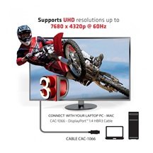 Club3D Kabel certifikovaný DisplayPort 1.4 HBR3, 8K60Hz (M/M), černé koncovky, 4m, 24 AWG