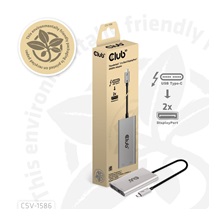 Club3D Video hub Thunderbolt 3 na 2x DP, Dual 4K60Hz nebo Single 8K60Hz/4K120Hz