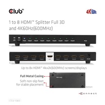 Club3D Video rozbočovač 1:4 HDMI 2.0 4K120Hz, 4 porty, černá