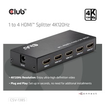Club3D Video rozbočovač 1:4 HDMI 2.0 4K120Hz, 4 porty, černá