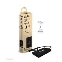 Club3D Video rozbočovač MST USB-C (USB-A adaptér) na 2xDP 4K60Hz Video splitter