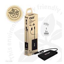 Club3D Video rozbočovač MST USB-C (USB-A adaptér) na 2xDP 4K60Hz Video splitter