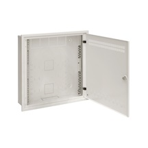 Solarix Rozvaděč SOHO LC-18 do zdi  s lištami 2U, 4U a 11U, 550x550 šedá RAL7035 s rámečkem k zazdění