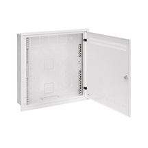 Rozvaděč SOHO LC-18 do zdi s lištami 2U, 4U a 11U, 550x550 bílá RAL9003 s rámečkem k zazdění