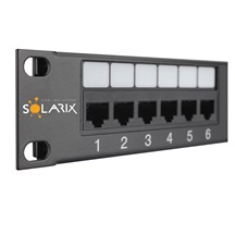 Solarix 19" patch panel Solarix 24 x RJ45 CAT6 UTP 350 MHz černý 1U SX24-6-UTP-BK