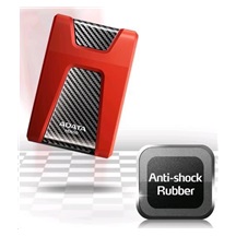 ADATA Externí HDD 1TB USB 3.1 DashDrive Durable HD650, červený (gumový, nárazu odolný)