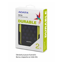 ADATA Externí HDD 2TB 2,5" USB 3.2, DashDrive™ Durable HD720, G-sensor, modrý, (gumový, vodě/nárazu odolný)