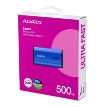 ADATA Externí SSD 500GB SE880, USB-C 3.2 Gen 2x2, R:2000/W:2000MB/s, modrá