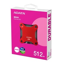 ADATA Externí SSD 512GB SD620, USB Micro-B, USB 3.2 Gen 2, R:520/W:460MB/s, červená