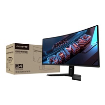 GIGABYTE LCD - 34" Gaming monitor GS34WQC, Prohnutý VA1500R, 3440x1440 WQHD, 120Hz, 4000:1, 300cd/m2, 1ms, 2xHDMI, 1xDP