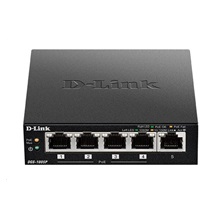D-Link DGS-1005P 5-port Gigabit Desktop PoE+ Switch, 4 porty jsou PoE+, PoE budget 60W