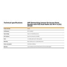 HPE Networking Instant On Access Point AP22D Bundle with PSU Dual Radio 2x2 Wi-Fi 6 (EU) AP22D  (desktop or wallmount)
