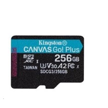 Kingston MicroSDXC karta 256GB Canvas Go! Plus, R:170/W:90MB/s, Class 10, UHS-I, U3, V30, A2