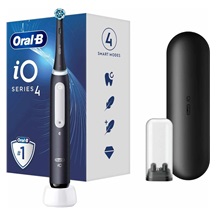 Oral-B iO Series 4 Matt Black elektrický zubní kartáček, magnetický, časovač, tlakový senzor, mobilní aplikace, černý