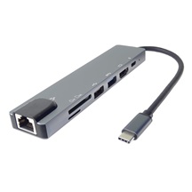 PremiumCord Adaptér USB-C na HDMI + USB3.0 + USB2.0 + PD + SD/TF + RJ45