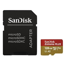 SanDisk micro SDXC karta 128GB Extreme PLUS (200 MB/s Class 10, UHS-I U3 V30) + adaptér