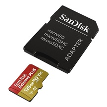 SanDisk micro SDXC karta 128GB Extreme PLUS (200 MB/s Class 10, UHS-I U3 V30) + adaptér