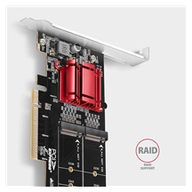 AXAGON PCEM2-ND, PCIe x8 řadič - 2x M.2 NVMe M-key slot, RAID, podpora desek bez bifurkace, vč. LP