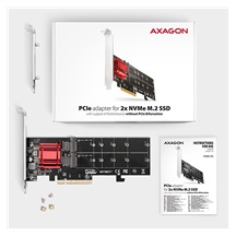 AXAGON PCEM2-ND, PCIe x8 řadič - 2x M.2 NVMe M-key slot, RAID, podpora desek bez bifurkace, vč. LP