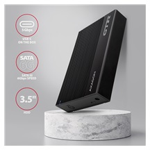 AXAGON EE35-GTR, USB-C 5Gbps - SATA 6G 3.5" RIBBED box, černý