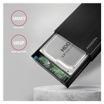 AXAGON EE35-GTR, USB-C 5Gbps - SATA 6G 3.5" RIBBED box, černý