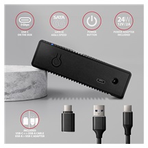 AXAGON EE35-GTR, USB-C 5Gbps - SATA 6G 3.5" RIBBED box, černý