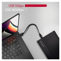 AXAGON EE35-GTR, USB-C 5Gbps - SATA 6G 3.5" RIBBED box, černý