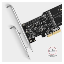 AXAGON PCES-SA4M2, PCIe řadič - 2x interní SATA 6G port + 2x SATA M.2 slot, ASM1164, SP & LP