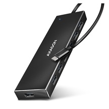 AXAGON HUE-F7C, 7x USB 3.2 Gen 1 ALU FLAT CHARGING hub, micro USB nap. konektor, kabel USB-C 30cm