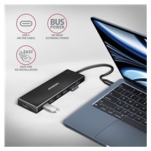 AXAGON HUE-F7C, 7x USB 3.2 Gen 1 ALU FLAT CHARGING hub, micro USB nap. konektor, kabel USB-C 30cm