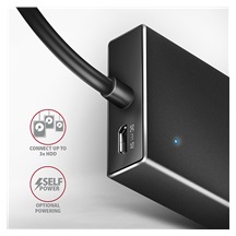 AXAGON HUE-F7C, 7x USB 3.2 Gen 1 ALU FLAT CHARGING hub, micro USB nap. konektor, kabel USB-C 30cm