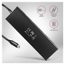 AXAGON HUE-F7C, 7x USB 3.2 Gen 1 ALU FLAT CHARGING hub, micro USB nap. konektor, kabel USB-C 30cm