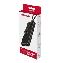 AXAGON HUE-F7C, 7x USB 3.2 Gen 1 ALU FLAT CHARGING hub, micro USB nap. konektor, kabel USB-C 30cm