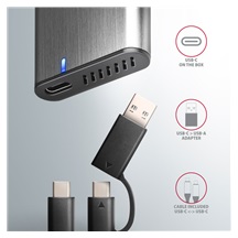 AXAGON EEM2-SB2, USB-C 3.2 Gen 2 - M.2 NVMe & SATA SSD kovový RAW box, bezšroubkový, černý