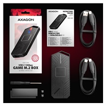 AXAGON EEM2-GAM, USB-C 10Gbps - NVMe & SATA SSD GAME M.2 box, bezšroubkový