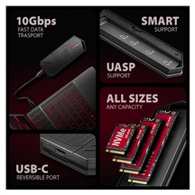 AXAGON EEM2-GAM, USB-C 10Gbps - NVMe & SATA SSD GAME M.2 box, bezšroubkový