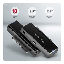 AXAGON ADSA-FPX, USB-C 10Gbps - SATA 6G, 2.5"/3.5" SSD/HDD FAST PORT X adaptér, vč. AC napáječe