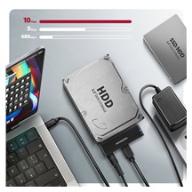 AXAGON ADSA-FPX, USB-C 10Gbps - SATA 6G, 2.5"/3.5" SSD/HDD FAST PORT X adaptér, vč. AC napáječe