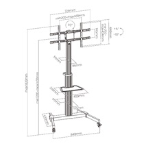 ALU pojízdný stojan Brateck FS44-46TW pro TV 37"-86" 50kg police
