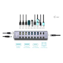 i-tec USB 3.0/USB-C Charging HUB 9port LAN + Power Adapter 60W