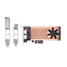 QNAP QM2 series, 2 x PCIe 2280 M.2 SSD slots, PCIe Gen3 x 4 , 2 x  Intel I225LM 2.5GbE NBASE-T port