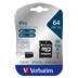VERBATIM MicroSDXC karta 64GB Pro, U3 + adaptér