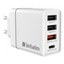 VERBATIM Univerzální adaptér nabíječka CHR-30EU2, 30W, 1x USB-C, 3x USB bílá