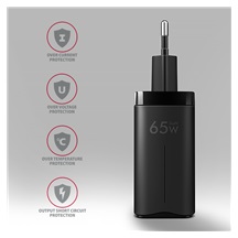 AXAGON ACU-DPQ65, GaN nabíječka do sítě 65W, 3x port (USB-A + dual USB-C), PD3.0/QC4+/PPS/Apple