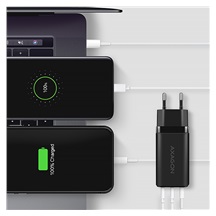 AXAGON ACU-DPQ65, GaN nabíječka do sítě 65W, 3x port (USB-A + dual USB-C), PD3.0/QC4+/PPS/Apple