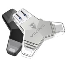 VIKING USB FLASH DISK 3.0 4v1 128GB, S KONCOVKOU APPLE LIGHTNING, USB-C, MICRO USB, USB3.0, černá
