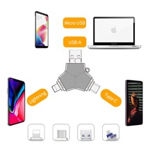 VIKING USB FLASH DISK 3.0 4v1 128GB, S KONCOVKOU APPLE LIGHTNING, USB-C, MICRO USB, USB3.0, černá