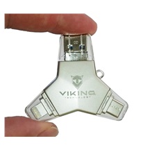 VIKING USB FLASH DISK 3.0 4v1 128GB, S KONCOVKOU APPLE LIGHTNING, USB-C, MICRO USB, USB3.0, černá
