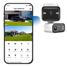 TP-Link Tapo C645D KIT Bezpečnostní otočná kamera s naklápěním a dvěma objektivy + solární panel, 3Mpx